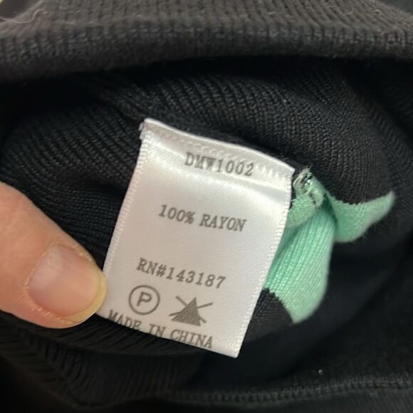 Dance & Marvel Rayon Sweater Skirt Foam Green Black Stripped M/L C17 - Picture 7 of 7